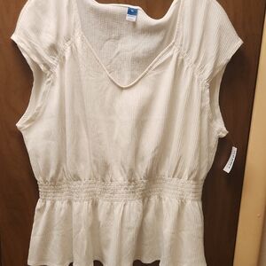 Old Navy Cream Peplum Blouse